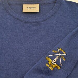 Glenbrae Scotland Fine Merino Wool Blue Jumper Sweater Moray Golf Golf Club L